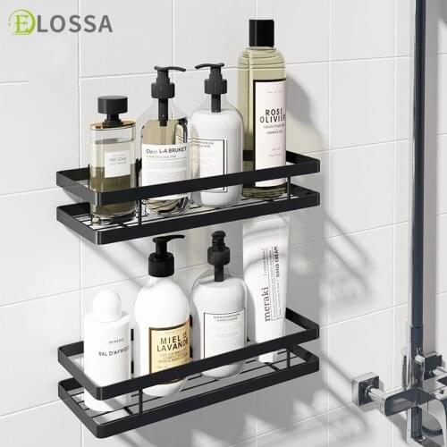 ELOSSA Bathroom Shelf Bathroom Storage Holder Bath Shower Shelf Black Bath Shampoo Holder Basket Holder Bathroom Accessories Set