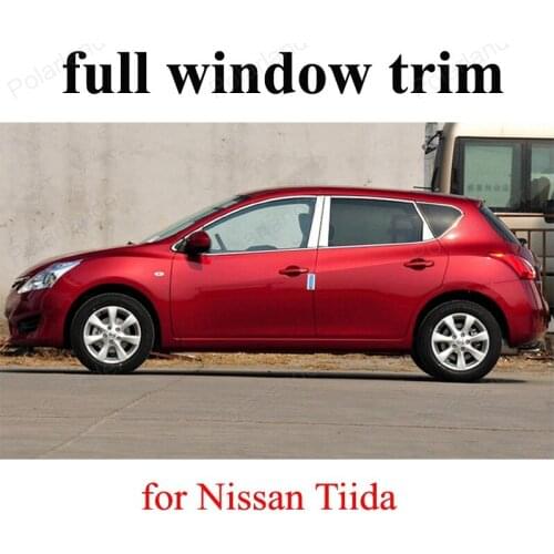 Full Set Car Styling Stainless Steel Window Decoration Strips Moldings Trim Fit For N-issan T-iida