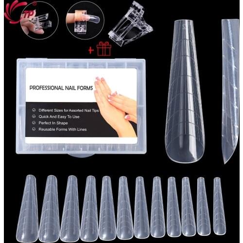 1 Box Clear Dual Forms Nail System Full Cover Nail Extension DIY Nails Accessoires Manicure Tools Quick Building Gel Mold Tips