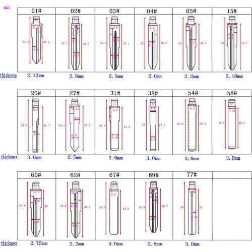 Remote #04 #31B #15 #29 #27 #22 #25 #77 #58 #62 #69 #60 Key Blade Car key embryo For Kia Toyota Blade Car Key Embryo key head
