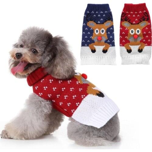 Christmas Cat Dog Sweater Winter Dog Clothes Knitting Clothes Pullover for Small Dogs Chihuahua Yorkies Puppy Jacket
