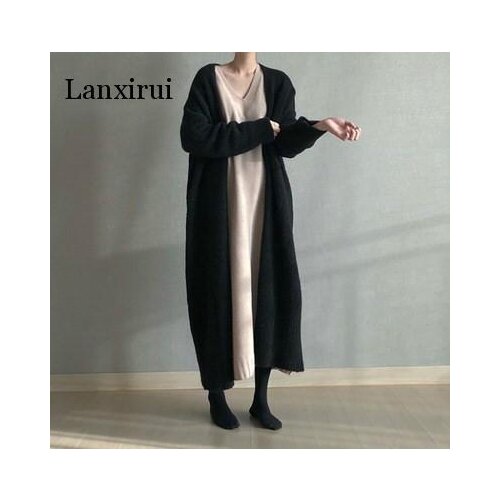 Autumn Winter Hot Fashion Loose Long Knit Sweater Solid Color Cardigans Warm Knitwear Kimono Plus Size Knitted Outerwear