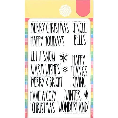 2021 New English Words Merry Christmas Happy Holidays Clear Stamps For DIY Craft Making Card Scrapbooking No Metal Cutting Dies