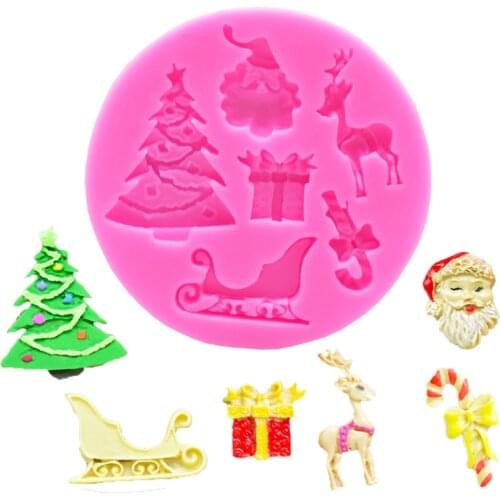 Christmas Snowman Deer Tree Silicone Mold Kitchen Baking Chocolate Pastry Candy Clay Making Cupcake Cake Decoration Accessories
