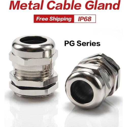 PG Series Waterproof Metal Cable Gland Connector IP68 Brass nickel plated Metric Cable PG7 PG9 PG11 PG63 for 12-72mm Cable