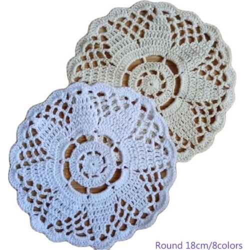 Modern lace cotton table place mat crochet coffee placemat round pad Christmas drink coaster cup mug tea dining doily kitchen