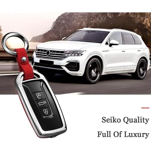 Super Great Cool Suede Leather 3 Buttons keyfob Car Key Case Cover For Volkswagen Touareg 2018 2019 key Pouch Shell Accessories