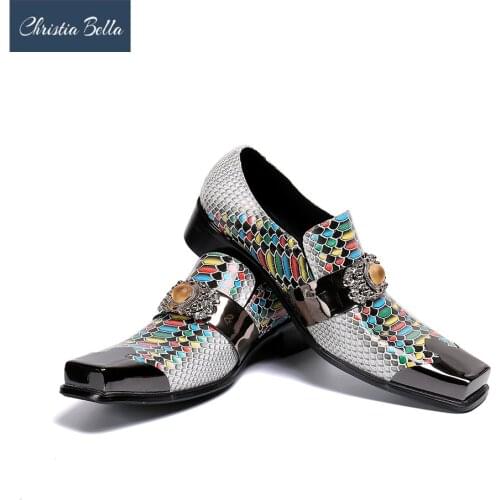 Christia Bella Business Style Men Shoes Brand Designer Chain Derby Shoes Plus Size Mens Wedding Party Oxford Shoes