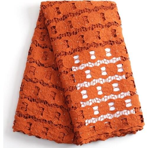 Zhenguiru High Quality Bright Diamond Guipure Cord Fabric Mesh African Fabric Round Nigeria Fabric For Women Wedding Party A2236