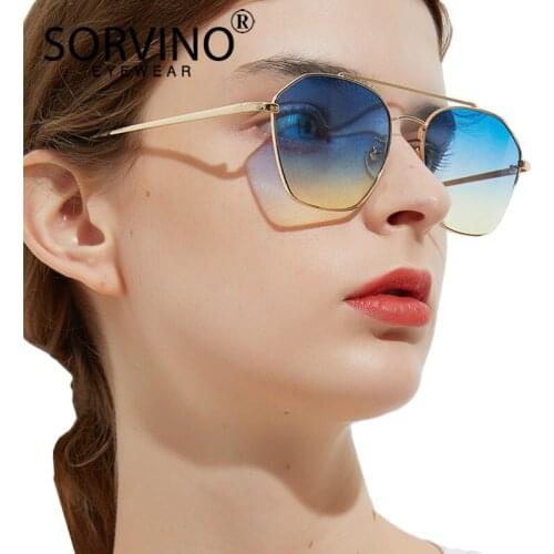 SORVINO 2020 Retro Slim Wire Square Sunglasses Women Brand Designer Geometric Crystal Hexagon Lady 90s Sun Glasses Shades SP213