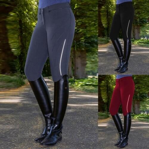 Women Mid Waist Equestrian Trousers Solid Color Skinny Horse Riding Sports Pants Mid rise pants can lift your hip, making you ch