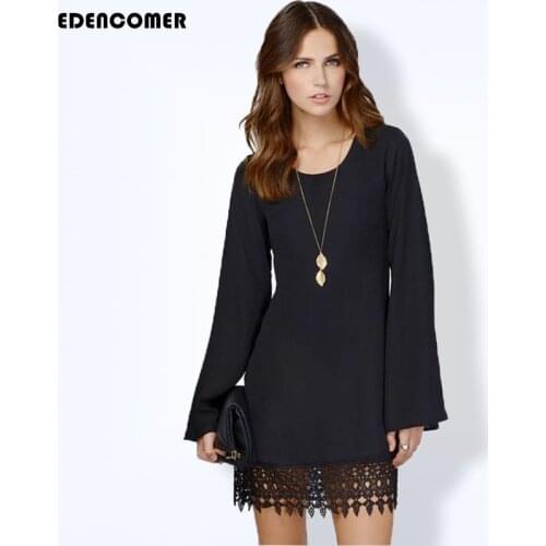 2019 Autumn Hem Stitching Silk Chiffon Dress of Europe and The United States Womens Big Yards Solid Black/White Dresses