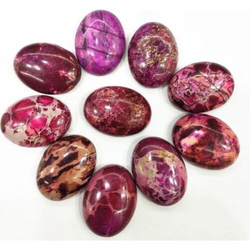 10pcs Nature Pink Imperial Jasper Stone Cabochons Oval Shape 15X20MM Beads Cabs Loose Jewelry Findings Top Selling Diy Beads