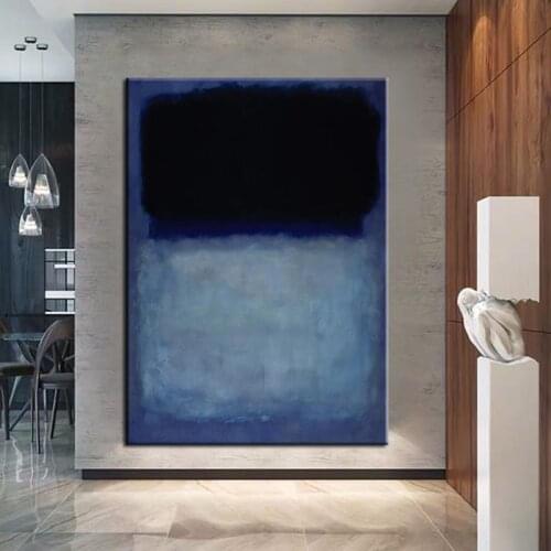 100% Hand Painted Oil Painting Black Blue Painting Textured Painting Original Large Minimalist Painting on Canvas Vertical
