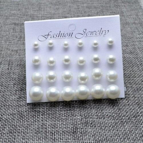 12 pairs/set Simulated Pearl Stud Earrings Set For Women Jewelry Accessories Piercing Ball Earrings kit Bijuteria brincos