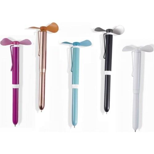 120 pcs New Arrive Metal ballpoint pen with mini fan as students gift Metal pen case PVC fan blade pen