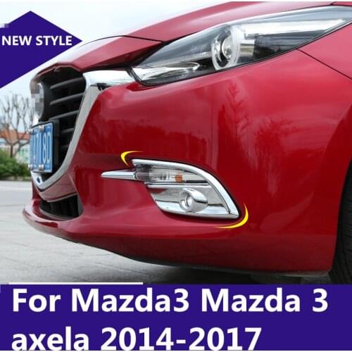 2pcs Chrome ABS Front Fog Lamp Frame decoration cover trim car styling For Mazda3 Mazda 3 axela 2014-2018