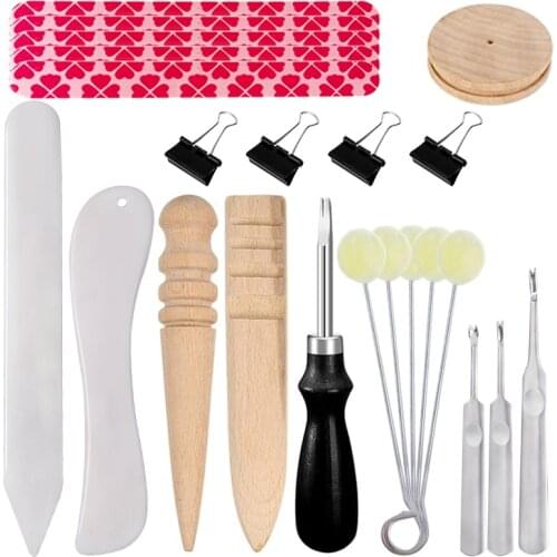 Nonvor 23 Pieces Leather Edge Beveler Leather Skiving Tools, Wool Daubers, Sanding Strip, Clips, Burnisher, Leather Tool Set