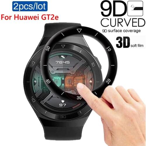 2Pcs Curved Soft Fiber Protective Film For Huawei GT2e GT 2 e Smartwatch Screen Protector Film gt2 46 42mm,Not Glass Accessories