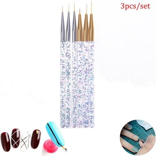 3Pcs/Set Nail Art Liner Brush Painting Drawing Lines Grid Acrylic Pen Diy Design