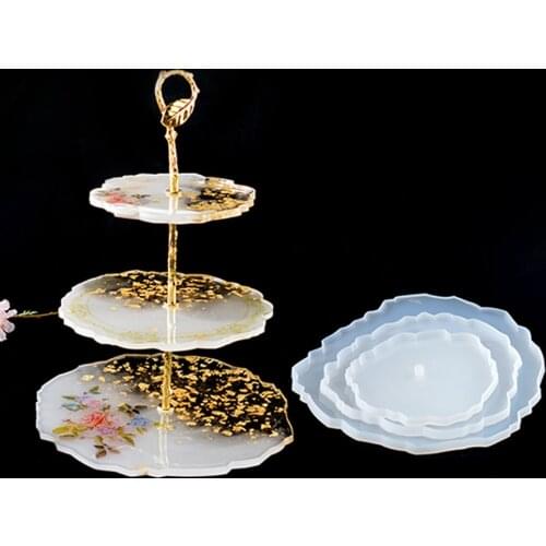3 Tier Big Cake Fruit Food Plate Stand Resin Casting Mold Trays Mould Crafts DIY