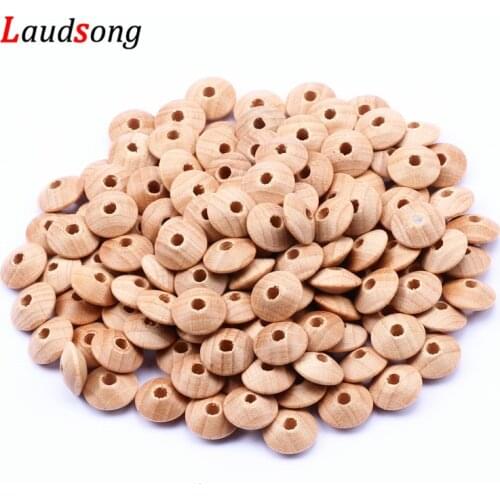 50pcs 6*13mm Natural Beech Lentil Beads Round Flat Spacer Wood Beads for Jewelry Making Handmade DIY Bracelet Necklace