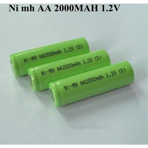 50pcs AA Nimh AA 1.2V 2000mAh Rechargeable Battery 14500 for Solar Emergency Light Electric Shave Razor Toy Nickel Metal Hydride