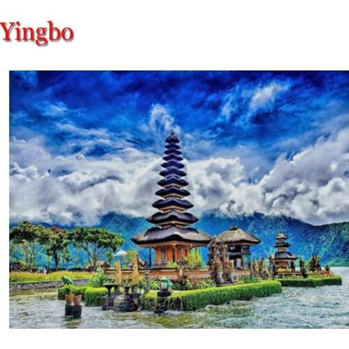 5D Diamond Painting lake Beratan Bali Indonesia Scenic Building Diy Diamond Mosaic Embroidery Full Drill Square Cross Stitch