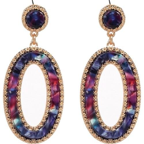 8 colors Acrylic Resin Oval Dangle Earrings for Women Fashion Elegant Design Long Pendant Earrings Fashion Bridal Jewelry Brinco