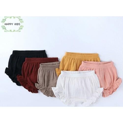 Baby Fashion Casual Large PP Shorts Summer Infant Solid Color Cotton Linen Bloomers Toddler Girls Bread Pants Trousers DKZ258
