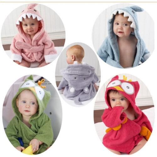 Baby Robe 0-6 years old Cartoon Hoodies Bathrobe Pajamas soft Girl Boys Sleepwear Good Quality Bath Towels Childrens Clothing