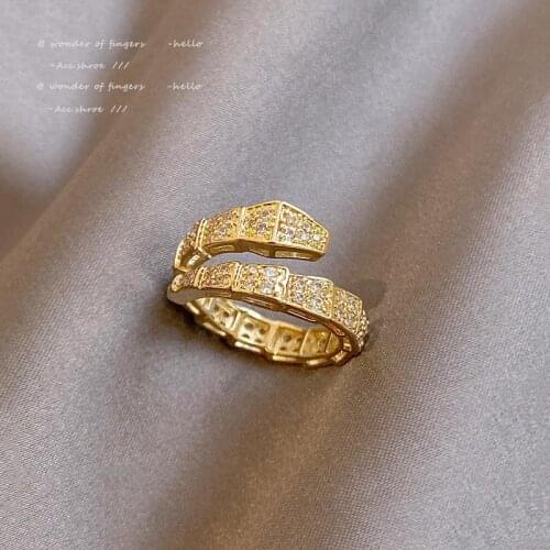 Design Sense Classic Snake Shape Gold Adjustable Rings For Woman Goth Fashion Jewelry Korean Girls Finger Sexy Set Accessories