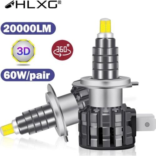 HLXG car Light 360 no dark spot H4 led far 20000LM 360 h7 led headlight H11 H8 H9 9005 9006 HB3 HB4 lamp auto bulbs 12V 6000K