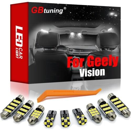 GBtuning Canbus Error Free LED 10PCS For Geely Vision 2016+ Vehicle Interior Dome Trunk Indoor Map Lamp Light Accessories Kit