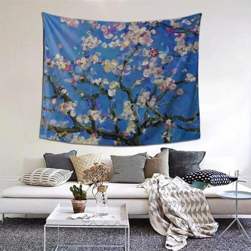 Van Gogh Tapestry Starry Night Painting Tapestry Wall Bedspread kawaii Hanging Blankets For Living Room