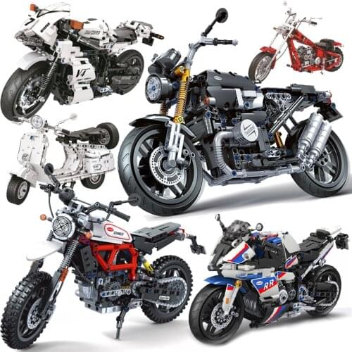 MOC City Classic Motorcycle 621pcs High-tech Creator DIY Model Building Blocks Bricks educational Toys For Kids birthday Gifts