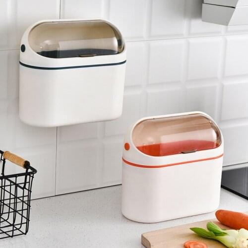 Creative Wall-mounted Bathroom Kitchen Coffee Table Waste Basket With Lid Storage Bucket Small Mini Desktop Trash Can