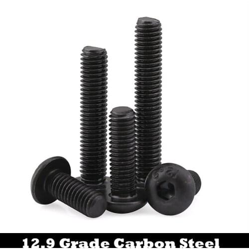 M4 M4*6/8/10/12 M4x6/8/10/12 12.9 Grade Black Carbon Steel Oval Pan Round Button Head Inner Hex Hexagon Socket Machine Screw