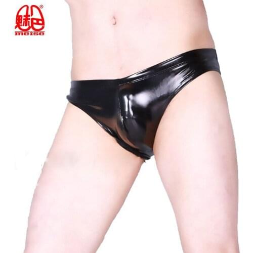 MEISE Sexy Men Briefs Shiny PVC U Convex Pouch Crotch Patent Leather Underwear Homme G-string Smooth Thongs Gay Underpants
