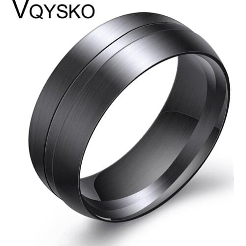Fashion Jewelry Mens Black 8mm Rings Jewelry Wholesale High Dull Polished IP Black Plated stainless steel Ring for Men