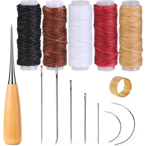 Imzay Leather Sewing Kit With Large-Eye Stitching Needles, Waxed Thread, Leather Sewing Tools For DIY Leather Craft