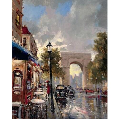 Brent Heighton oil Painting Canvas Arc De Triomphe Avenue High quality Landscape Art French Streets Scenes Hand painted