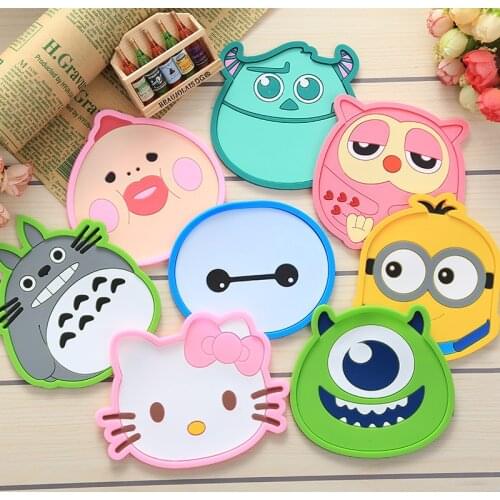 2021 New Cartoon PVC Insulation Coasters Mugs Mats Non-Slip Bowl Pads Coffee Coasters Kitchen Tableware
