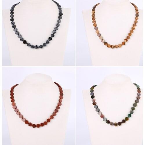 New Charm Women Crystal Natural Heart Shape Stone Necklace Chokers Bib Jewelry Elegant Brazil Stone Party Accessories Length 18"