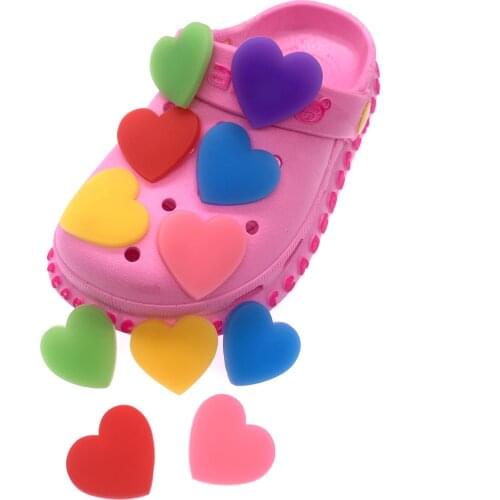 Wholesale 100PCS Heart Icon Shoes Charms Wristband Accessories Kids Gifts DIY Cute Cartoon Decoration For Croc