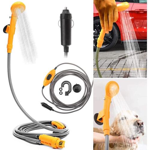 Portable Car Washer 12V Camping Shower DC Car Shower High Pressure Power Washer Electric Pump For Outdoor Camping Travel Pet