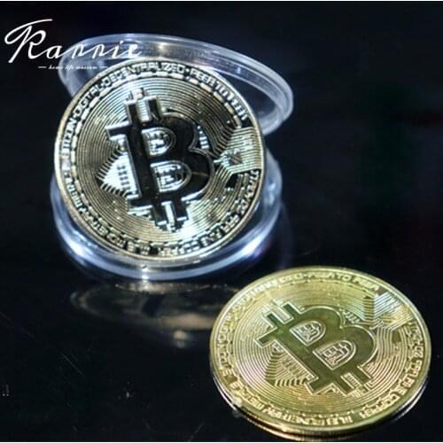 Gold Plated Bitcoin Coin Collectible Art Collection Gift Physical Commemorative Casascius Bit BTC Metal Antique Imitation