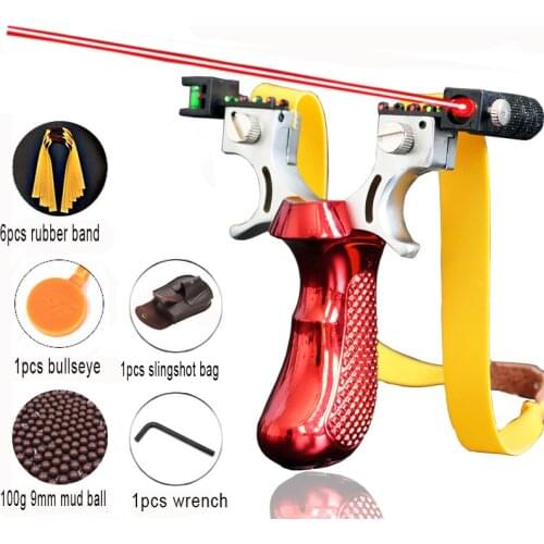 Game Kids Toys Laser Aiming Slingshot High Precision Outdoor Hunting Catapult with Flat Rubber Band Outdoor Shooting ar15