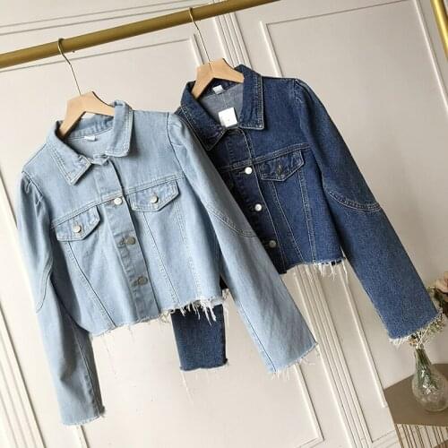 Spring Autumn Womens Ripped Hole Casual Loose Denim Jacket Female Vintage High Waist Plus Size Short Jean Jacket