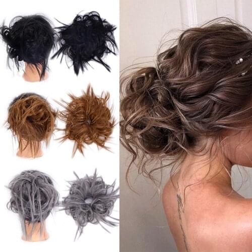 LUPU Synthetic Chignon Messy Scrunchies Hair Bun Elastic Band Natural Fake Hair Pieces Heat Resistant Fiber For Women